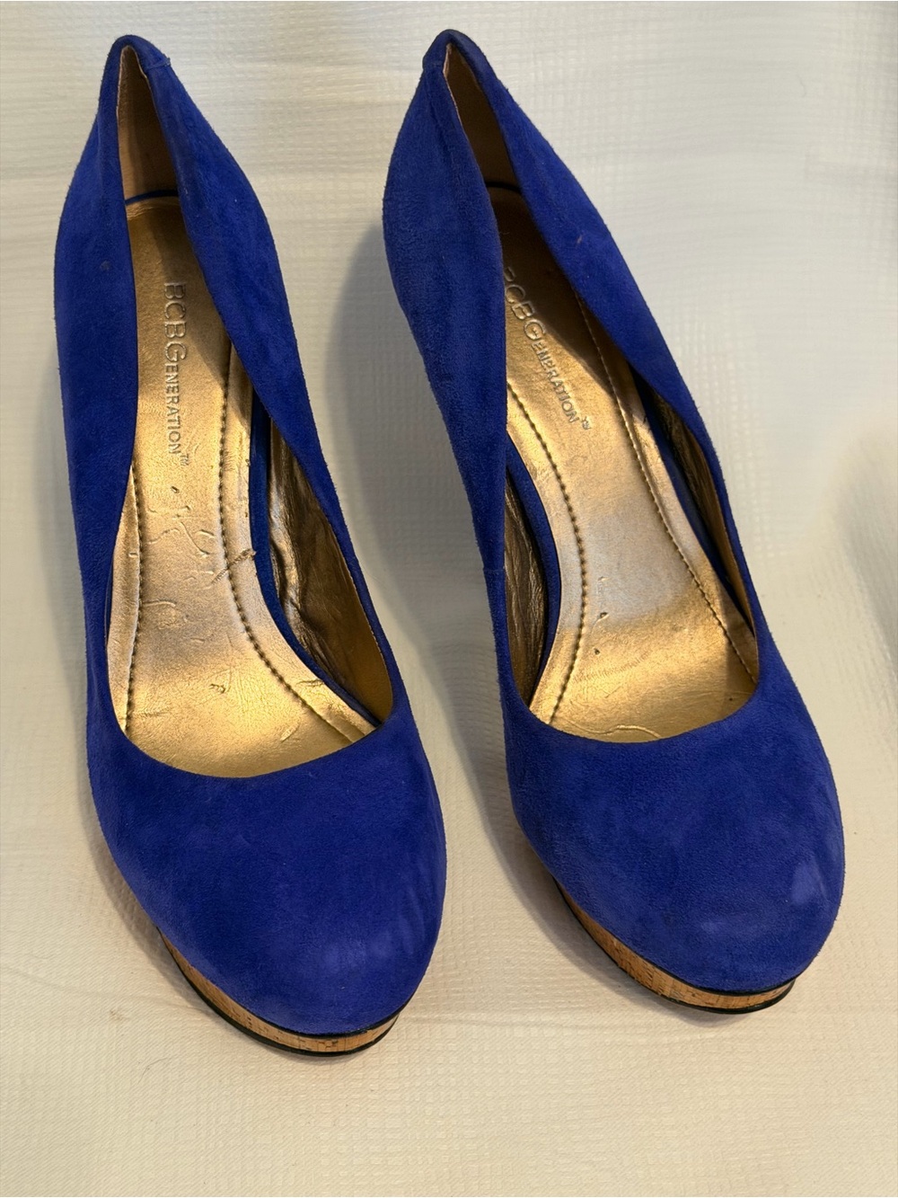 BCBGeneration Royal Blue Suede Platform Pumps